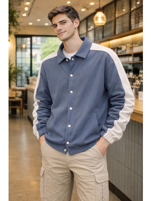 Pi Fashion Erkek Oversize Çıtçıtlı Gömlek Yaka Ceket