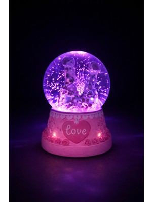 PremiumPort Işıklı Love Yazılı Romantik Kar Küresi, Şık ve Havalı Dekorasyon