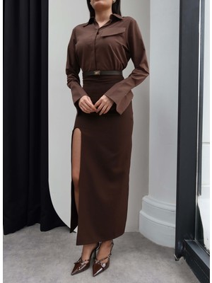 Esra Helvacı Kemerli Yırtmaç Detay Etek