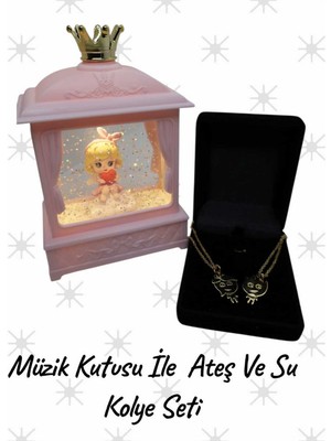 PremiumPort Sevgiliye Özel Kar Küresi ve Işıklı Müzik Kutusu Takımı
