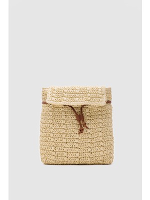 Oggo Hasır Sırt Çantası - Deri Saplı