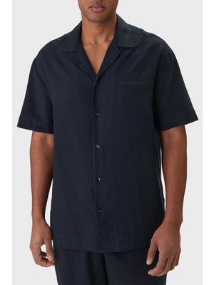 Emporio Armani Keten Karışımlı Regular Fit Kısa Kollu Gömlek Erkek Gömlek EM000593 AF20590 UB102