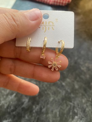Xuping Kadın 14 K Üçlü Çiçek Küpe