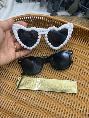 E Elmas Bride Nişan Düğün Incili Kalp Gözlük  2  Adet