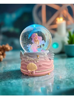 PremiumPort Büyük Boy Işıklı Müzikli Deniz Kızı Kar Küresi, Şık ve Eşsiz Dekor