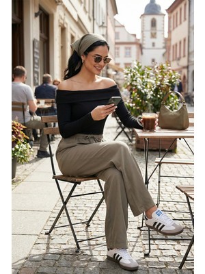 Lela Relaxed Fit Yüksek Bel Bol Paça Bağlamalı Pantolon Bayan Pantolon 6923874