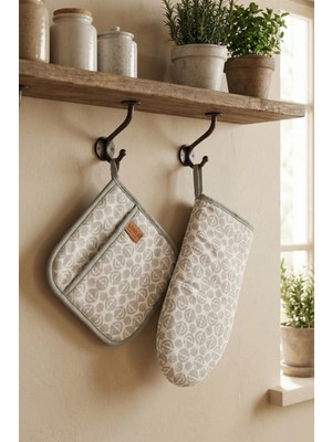 Hamur Isıya Dayanıklı 2’li Mutfak Fırın Eldiveni Kare Tencere Tava Tutacak Seti Elira