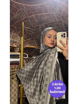Sevimia Scarf G Desen Çift Taraflı Jakar Kaşmir Ipek Şal