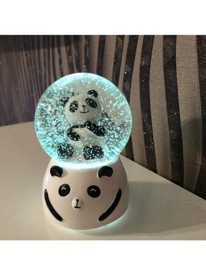 PremiumPort Mega Boy Otomatik Müzikli Renkli Işıklı Panda Kar Küresi