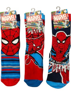 Marvel Spiderman Lisanlı Erkek Çocuk 3lü Soket Çorap