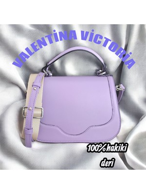 Valentina Victoria Hakiki  Deri 2 Uzun Saplı Çapraz Kadın Çanta