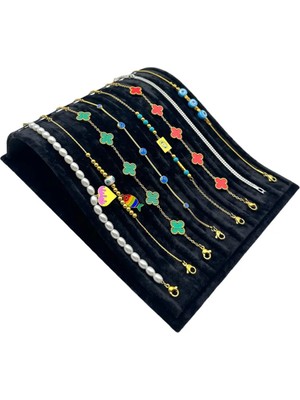 Sezgin Kutu ve Aksesuar Yatay S Bileklik ve Tesbih Standı Süet Siyah