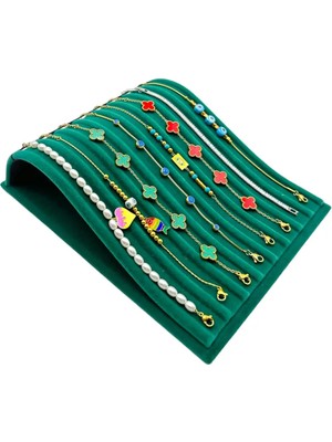 Sezgin Kutu ve Aksesuar Yatay S Bileklik ve Tesbih Standı Süet Yeşil