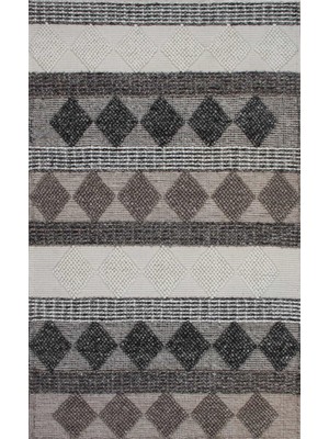 Eko Halı Jade Jd 01 Grey Naturel Kazak Örgü Desenli El Dokuma Örgü Halı