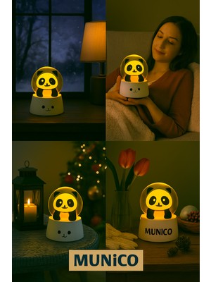 PremiumPort Işıklı Panda Kar Küresi, Simli Efektli, Eğlenceli ve Hediye Seçeneği