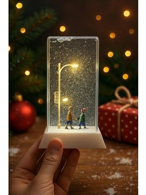 PremiumPort Romantik Sokak Lambası Minyatür Kar Küresi Dekoratif Tasarım