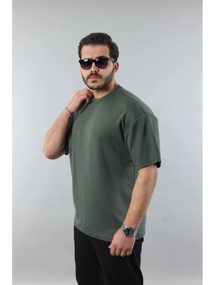 Little Cup Jeans Co Erkek Yeşil Regular Fit Yumuşak Doku Basic Tişört