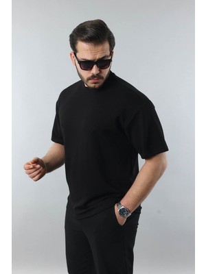 Little Cup Jeans Co Erkek Siyah Regular Fit Yumuşak Doku Basic Tişört