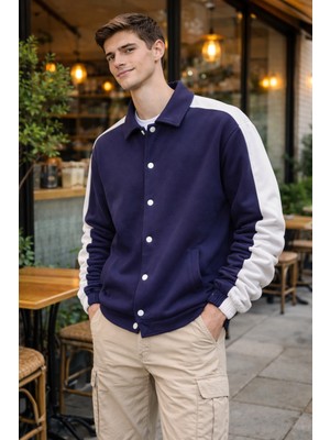 Pi Fashion Erkek Oversize Çıtçıtlı Gömlek Yaka Ceket