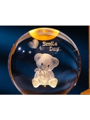 PremiumPort 3D Ayıcık Tasarımlı Sevgili Küre Cam Gece Lambası Pilli Işık