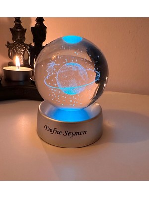 PremiumPort Renk Değiştiren LED Işıklı Kız Kişiye Özel Cam Küre