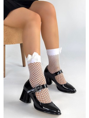 TrentCo Weys Siyah Rugan Topuklu Ayakkabı - Lisinya