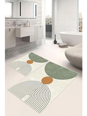 Pelura Halı Dijital Baskı Kaymaz Taban Art Serisi 2li Set Banyo Paspası Klozet Takımı (50X60CM-60X100CM)