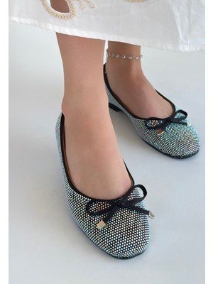 TrentCo Potte Siyah Saten Babet Ayakkabı - Lisinya