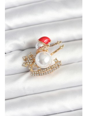 TrentCo Kızaklı Kardan Adam Model Yılbaşı Temalı Broş - Lisinya