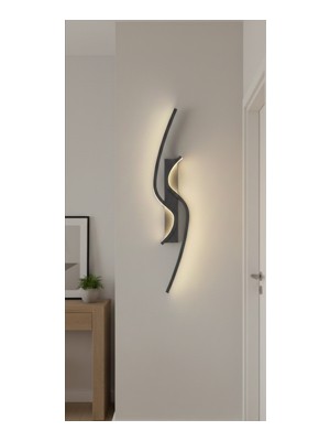Acrolite Modern Ledli Duvar Aplik (Oturma Odası, Yatak Odası, Yemek Odası, Banyo, Kafe) H:60CM Siyah 4000K