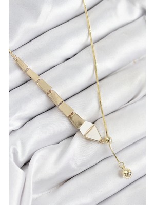 Nacario Bfs Pirinç Yılan Model Gold Renk Asansörlü Kadın Kolye