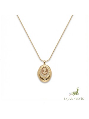 Uçan Geyik Anka Kuşu Sarı Renkli Kolye - Kadın Takı | Zarif Tasarım