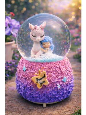 PremiumPort Sevimli Anne ve Bebek Figürlü Dekoratif Kar Küresi, Huzur ve Şıklık Katar