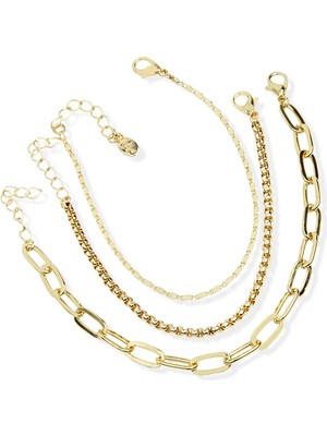 Klips Toptan Üçlü Zincir Kombin Bileklik