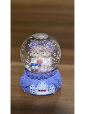 PremiumPort Yılbaşı Temalı Küçük Boy Kar Küresi Oturan Çiftli Dekorasyon