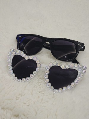 Belirtilmemiş Incili Kalpli Bride To Be Gözlük 1 Beyaz 1 Siyah