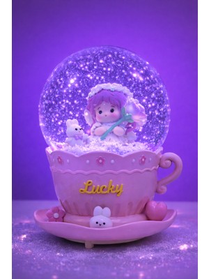 PremiumPort Sevimli Melek Kar Küresi, Işıklı ve Müzikli, Otomatik Kar Püskürtme Hediye