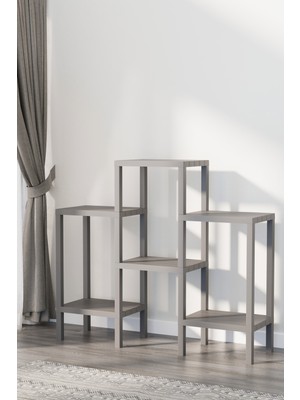 Deyhome Ombeg 6 Katlı Düzenleyici Raf Ünitesi, Kitaplık, Banyo Rafı Mutfak Rafı Balkon Rafı Organizer Gri