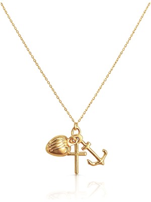 Zeya Kuyumculuk 14 Ayar Altın Üçlü Charm Kolye