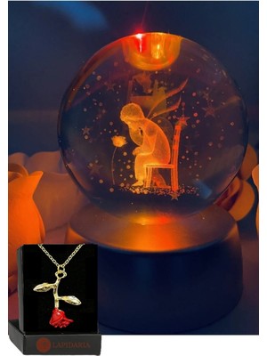 PremiumPort Işıklı Cam Küre ve Gül Kolye, Sevimli Çocuk Temalı Dekorasyon