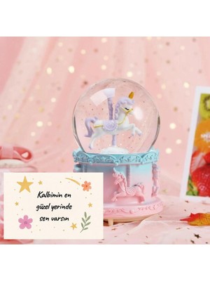 PremiumPort Renkli Işıklı Mini Kar Küresi, Büyüleyici Atlı Karınca Tasarımı