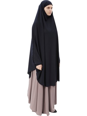 Altobeh Kadın Tesettür Medine Ipeği Çarşaf Üstü Peçeli Sufle Hijab-Lacivert