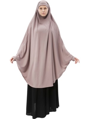 Altobeh Kadın Tesettür Medine Ipeği Çarşaf Üstü Peçeli Sufle Hijab-Koyu Gül Kurusu