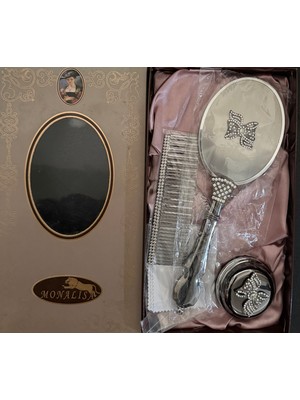 İwie Monalisa Ayna Tarak Fırça Takımı - 3 Parça Gümüş rengi