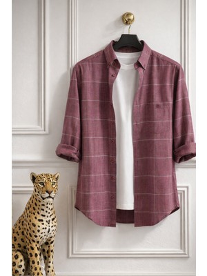 Varetta Erkek Gül Kurusu Büyük Beden Gömlek Uzun Kollu Rengi Pamuklu