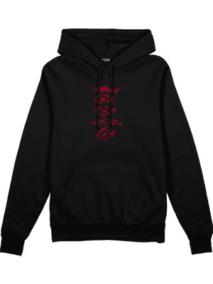 The Lucid Lab Sketches Of Fish Oversize Hoodie - Siyah
