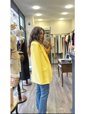 Astarlı Blazer Ceket - Sarı
