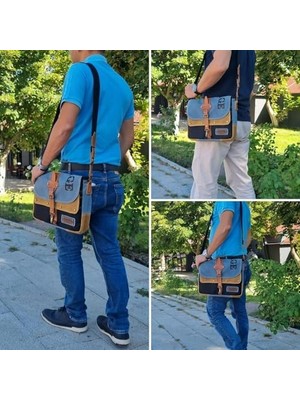 Storemax 4047 Antiochia Gl Hakiki Deri Omuz Postacı Okul Suya Dayanıklı Mumlu Kanvas Laptop Çantası