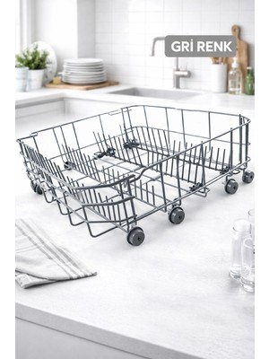 Arçelik Bosch Bulaşık Makinesi Alt Sepeti Tabaklıklı Katlanabilir Gri