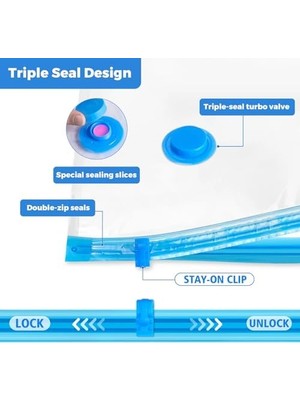 Storemax Vakumlu Saklama Çantası, 6 Adet, Vakumlu Torba, Kıyafet, Elektrikli Süpürge, Sıkıştırma Kılıfı, Elektrikli Süpürge, Saklama, Tekrar Kullanılabilir, Nevresim Takımı, Kıyafet, Yatak Örtüsü, Yatak, Çadır